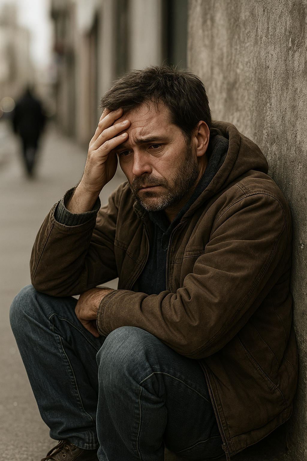 Man experiencing hardship