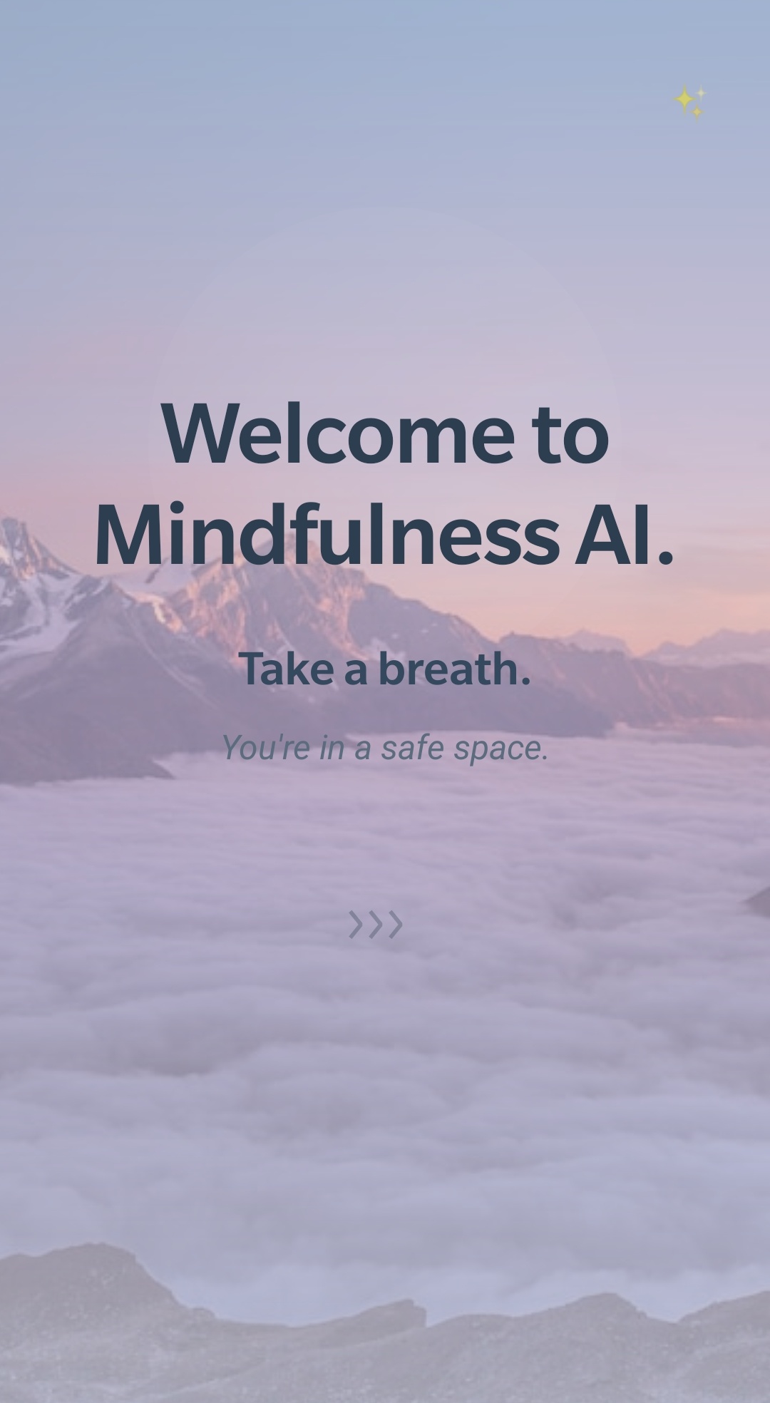 Mindfulness AI app onboarding screen